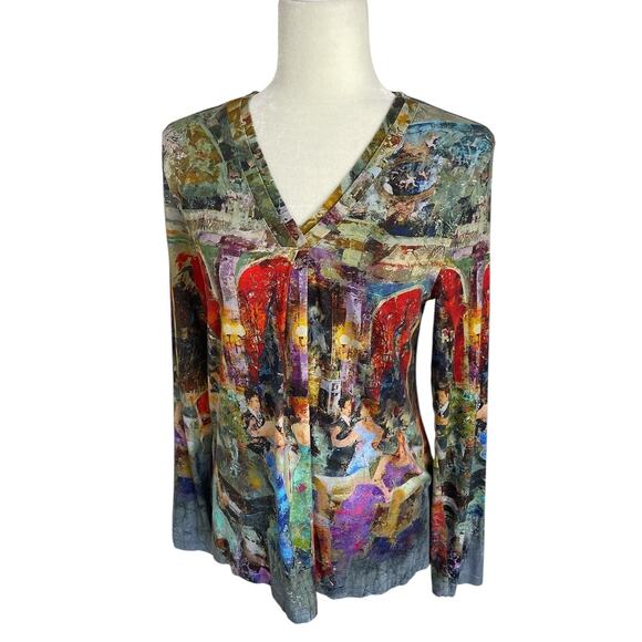 Simply Art by Dolcezza Abstract Art Graphic Print Colorful Top Sz Small Artsy - Picture 3 of 9